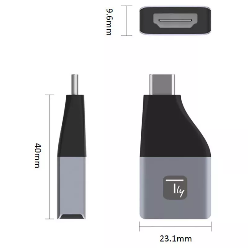 Techly IADAP USBC-HDMI4K USB graafikaadapter 4096 x 2160 pikslit Must, Hõbedane