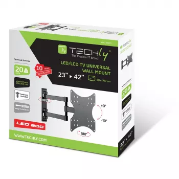 Techly Seinakinnitus telerile LCD LED 23-42 tolli 3 liigendiga kallutatav must