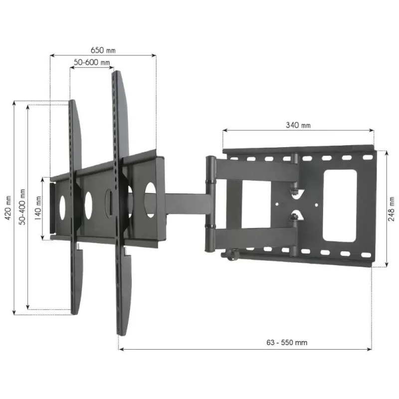 Techly ICA-PLB 148L TV-kinnitus/statiiv 165,1 cm (65 tolli) Must