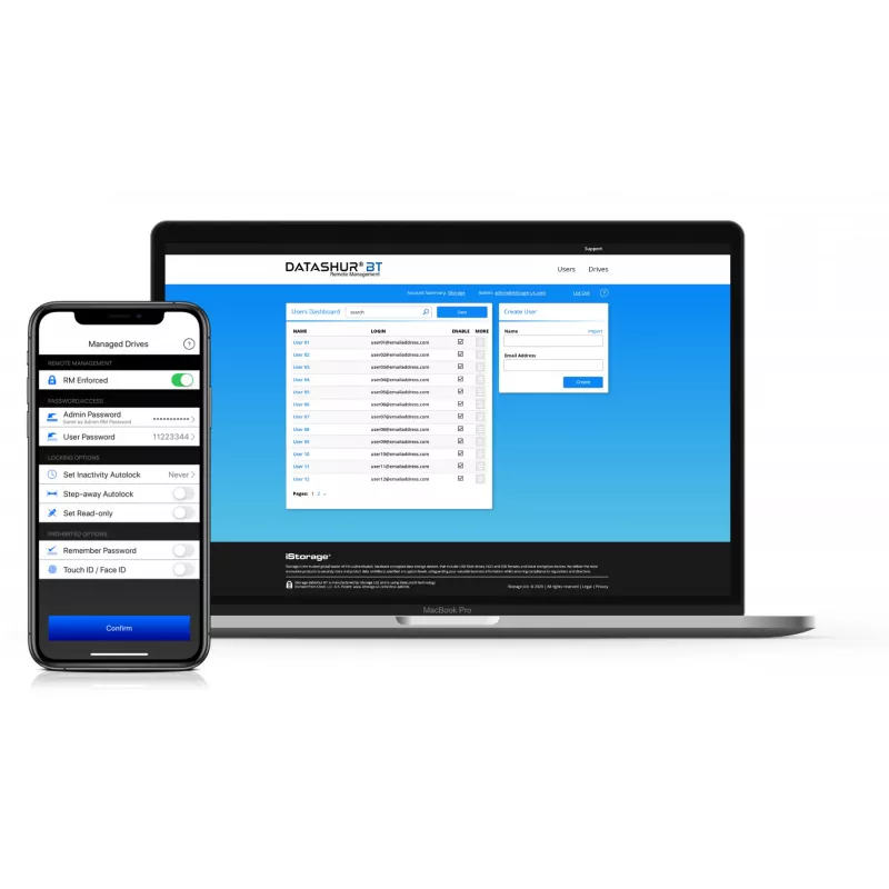 iStorage datAshur BT 64 GB | Krüptitud turvaline mälupulk | Avamine nutitelefoni kaudu Bluetoothi abil | FIPS 140-2 3. taseme sertifikaat | Kaugjuhtimiseks valmis