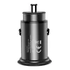 Techly Mini auto laadija USB-A ja USB-C Quick Charge 3.0 38W must metall