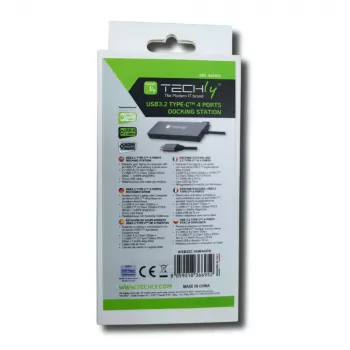 Techly IUSB32C-HUB4HPD sülearvuti dokk/pordireplikaator Juhtmega USB 3.2 Gen 2 (3.1 Gen 2) USB-C Hall