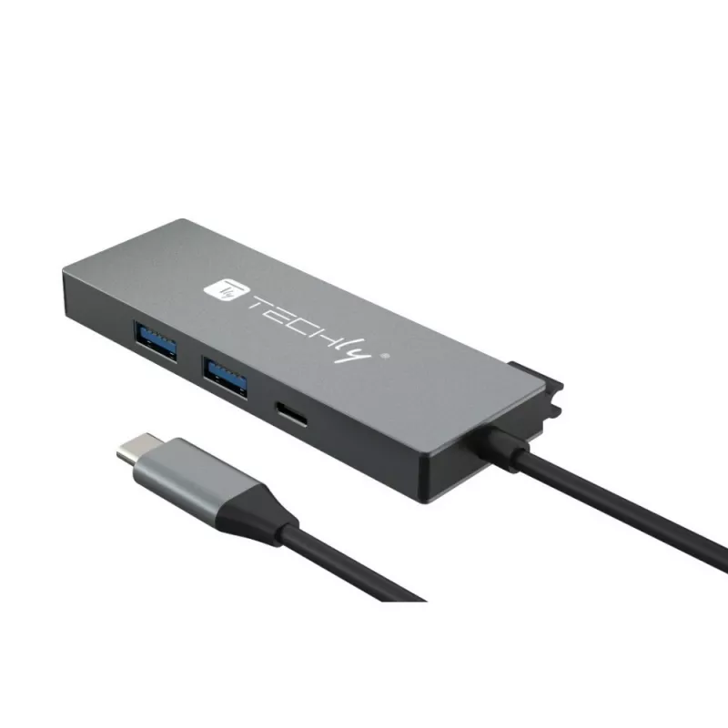 Techly IUSB32C-HUB4HPD sülearvuti dokk/pordireplikaator Juhtmega USB 3.2 Gen 2 (3.1 Gen 2) USB-C Hall