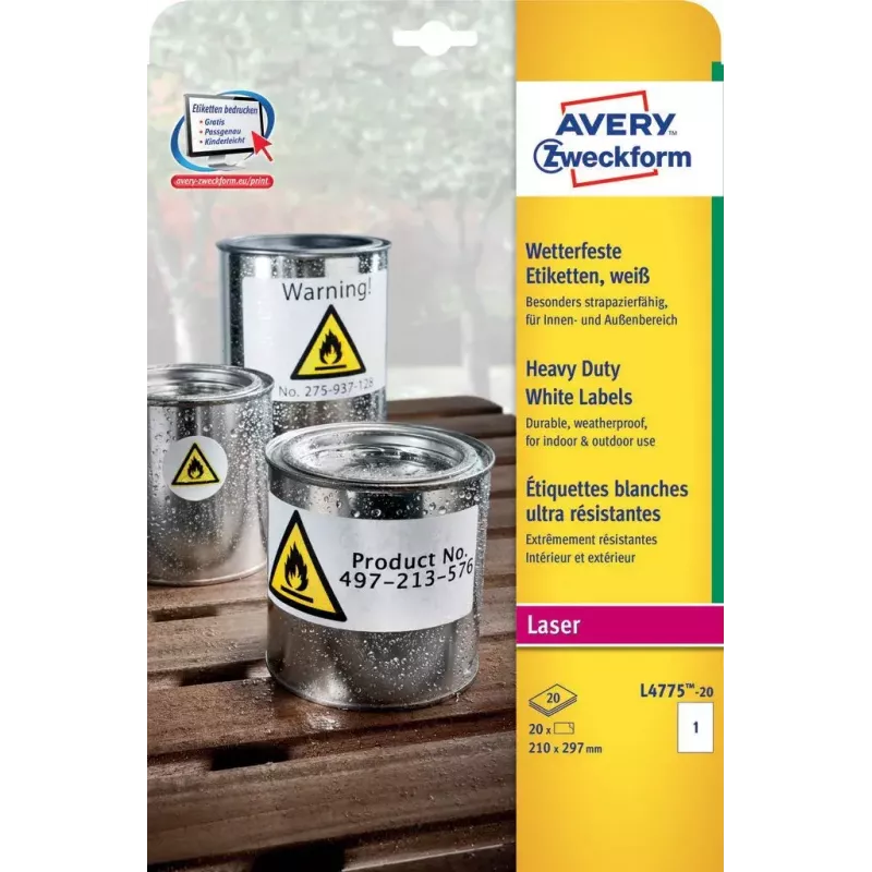 Isekleepuv silt Avery L4775-20 Ümardatud ristkülik