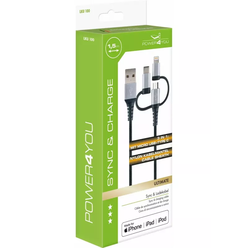 USB-kaabel Schwaiger LKU 100 1,5 m USB 2.0 A Micro-USB B Must Hõbedane