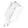 Mobiilseadme laadija MediaRange MRMA116-2 — sisetingimustes kasutatav AC kiirlaadija, 100–240 V sisend, kuni 20 V väljund, 2× USB-C, valge