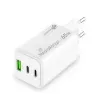 Mobiilseadme laadija MediaRange MRMA116-2 — sisetingimustes kasutatav AC kiirlaadija, 100–240 V sisend, kuni 20 V väljund, 2× USB-C, valge