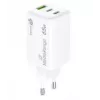 Mobiilseadme laadija MediaRange MRMA116-2 — sisetingimustes kasutatav AC kiirlaadija, 100–240 V sisend, kuni 20 V väljund, 2× USB-C, valge