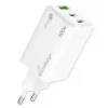 Mobiilseadme laadija MediaRange MRMA123 — Sisetingimustes kasutatav vahelduvvoolu kiirlaadija sülearvutile, nutitelefonile, tahvelarvutile, 100–240 V, 2× USB-C, 20 V max, valge