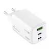 Mobiilseadme laadija MediaRange MRMA123 — Sisetingimustes kasutatav vahelduvvoolu kiirlaadija sülearvutile, nutitelefonile, tahvelarvutile, 100–240 V, 2× USB-C, 20 V max, valge