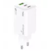 Mobiilseadme laadija MediaRange MRMA123 — Sisetingimustes kasutatav vahelduvvoolu kiirlaadija sülearvutile, nutitelefonile, tahvelarvutile, 100–240 V, 2× USB-C, 20 V max, valge