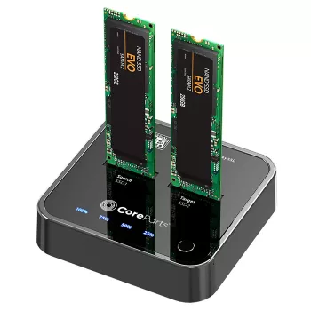 CoreParts MS-CLONER-SATA salvestusseadmete ühendusdokk USB 3.2 Gen 2 (3.1 Gen 2) USB-C Must