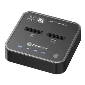 CoreParts MS-CLONER-SATA salvestusseadmete ühendusdokk USB 3.2 Gen 2 (3.1 Gen 2) USB-C Must