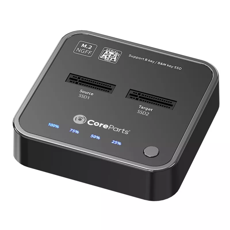 CoreParts MS-CLONER-SATA salvestusseadmete ühendusdokk USB 3.2 Gen 2 (3.1 Gen 2) USB-C Must