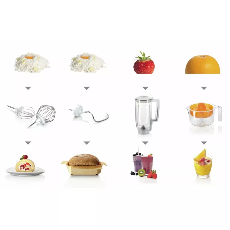 Bosch MUM5 Start Line universaalne köögikombain 800 W 3,9 L oranž, hõbedane, läbipaistev, valge