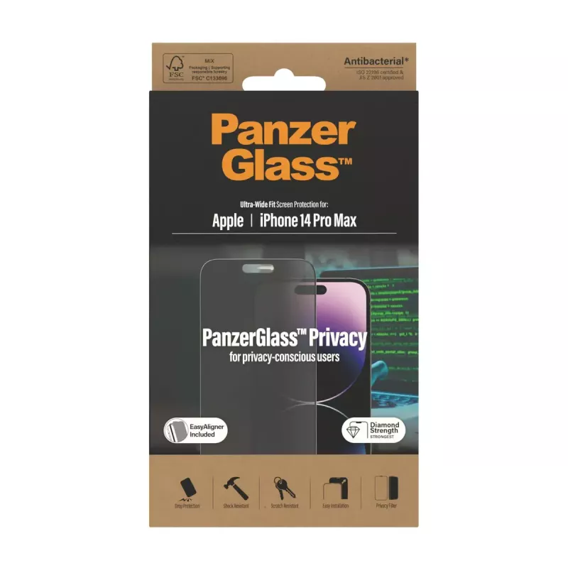 PanzerGlass ® Privaatsuskaitse Ekraanikaitse iPhone 14 Pro Max | Ultra-Wide Fit koos EasyAligneriga