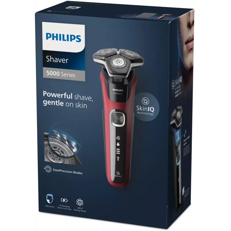 Pöörlev pardel Philips Series 5000 S5883/10 — 3 pea, märg ja kuiv, 60 min tööaeg, LED-ekraan, USB-laetav