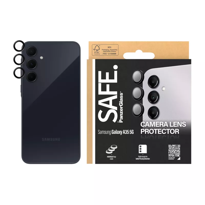 PanzerGlass SAFE. by ® Kaamera objektiivi kaitseklaas Must Samsung Galaxy A35 5G
