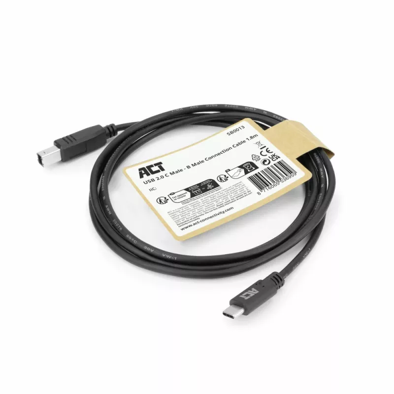 ACT USB 2.0 kaabel, USB-C USB-B-le, 1,8 meetrit