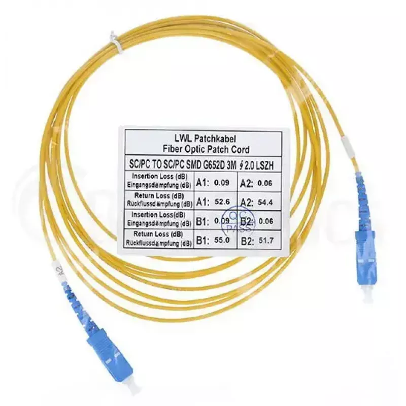 Fiiberoptiline kaabel BlueOptics SFP2222BU50MK SC G.657.A1 50 m Kollane