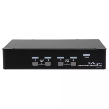 StarTech.com 4 pordiga USB DisplayPort KVM-lüliti heliga, 3840 x 2400 pikslit, must