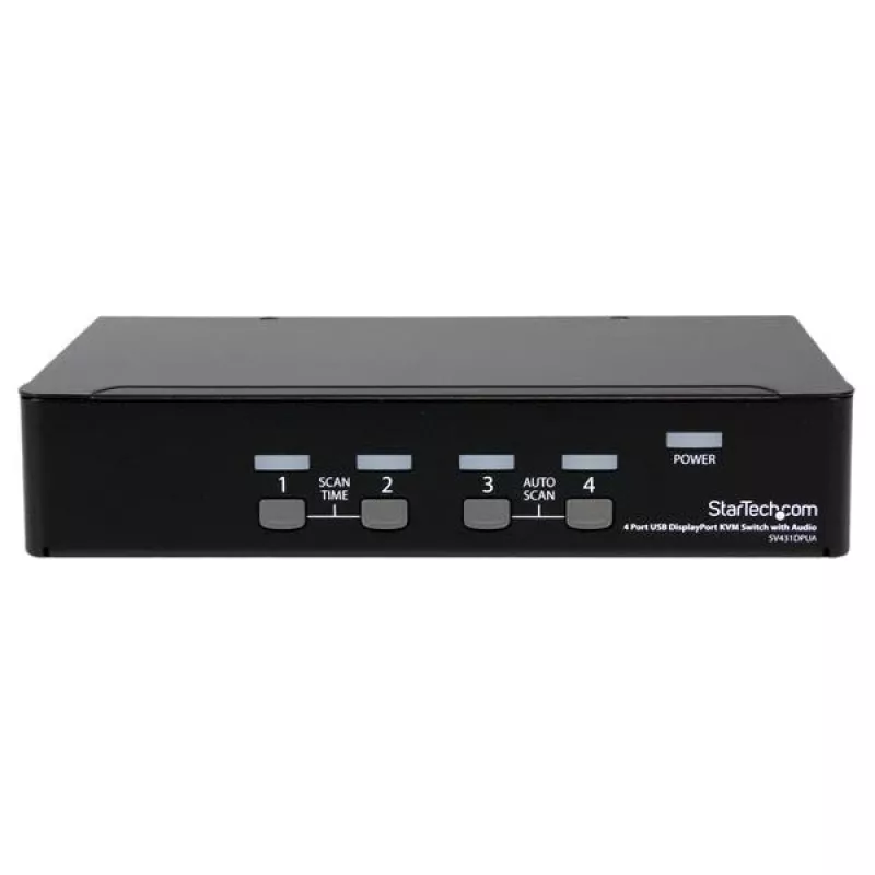 StarTech.com 4 pordiga USB DisplayPort KVM-lüliti heliga, 3840 x 2400 pikslit, must