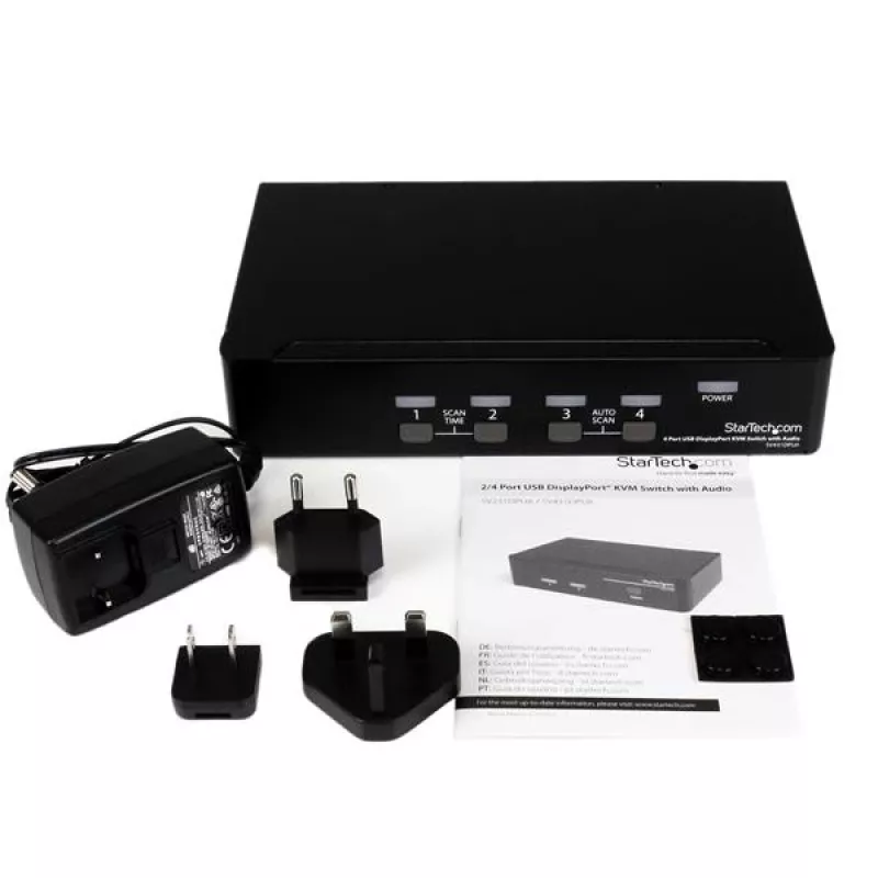 StarTech.com 4 pordiga USB DisplayPort KVM-lüliti heliga, 3840 x 2400 pikslit, must