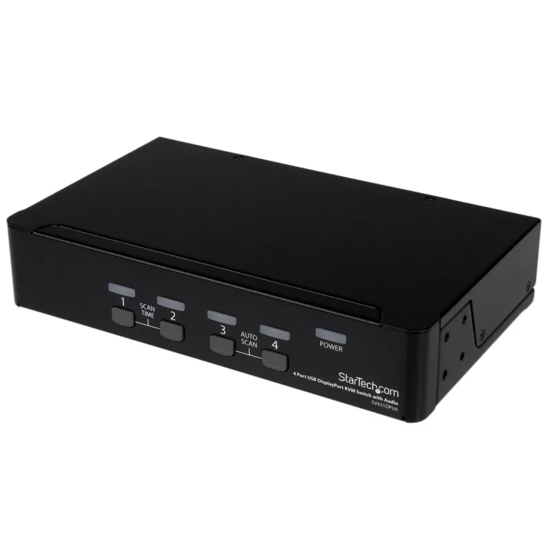 StarTech.com 4 pordiga USB DisplayPort KVM-lüliti heliga, 3840 x 2400 pikslit, must