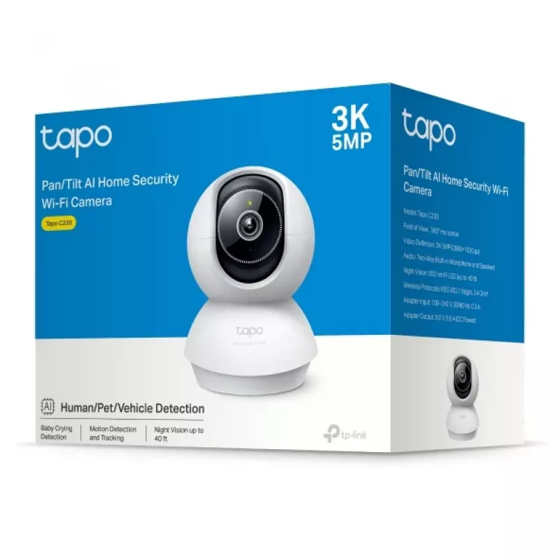 TP-Link Tapo C230(EU) sibulakujuline IP-turvakaamera siseruumidesse 2880 x 1620 pikslit lauale