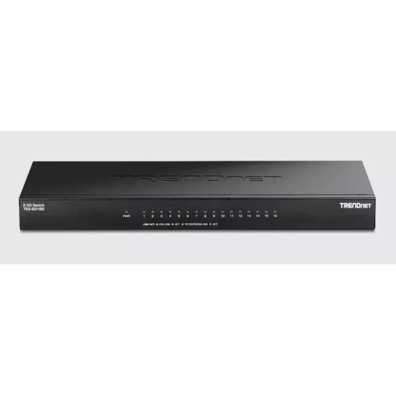 Haldamatu lüliti Trendnet TEG-S3160 16 porti 2.5G Ethernet lauaarvuti must