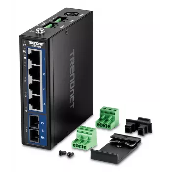 Haldamatu Gigabit Ethernet lüliti TRENDnet TI-G51SC, 4x RJ-45 10/100/1000, 10 Gbit/s läbilaskevõime, 2000 MAC, 9–60 V, seinakinnitus