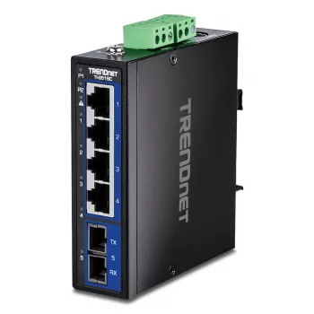 Haldamatu Gigabit Ethernet lüliti TRENDnet TI-G51SC, 4x RJ-45 10/100/1000, 10 Gbit/s läbilaskevõime, 2000 MAC, 9–60 V, seinakinnitus