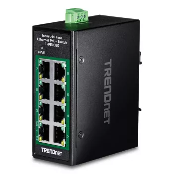 Haldamatu Fast Ethernet PoE-lüliti TRENDnet TI-PELC80 — 8x 10/100 Mbps RJ-45, IEEE 802.3af/at, 48–56 V DC, seinakinnitus