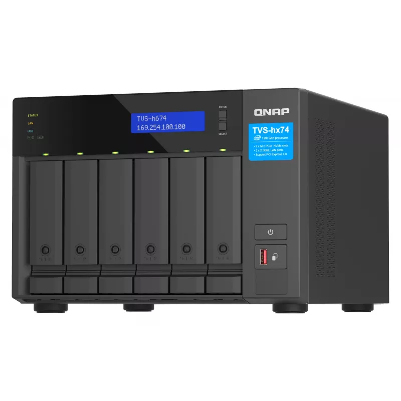 QNAP TVS-h674 NAS Tower Intel® Core™ i3 i3-12100 16 GB DDR4 0 TB QuTS hero Must