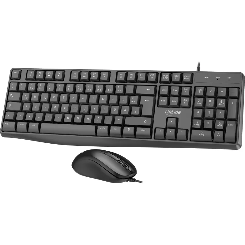 InLine Basic Desktop II, klaviatuuri-hiire komplekt, USB-kaabel, standardne DE paigutus