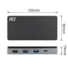 ACT USB-C 4K MST dokkimisjaam 2 HDMI monitorile, Ethernet, USB-C, 3x USB-A, PD läbivoolu ja 1-meetrine eemaldatav ühenduskaabel