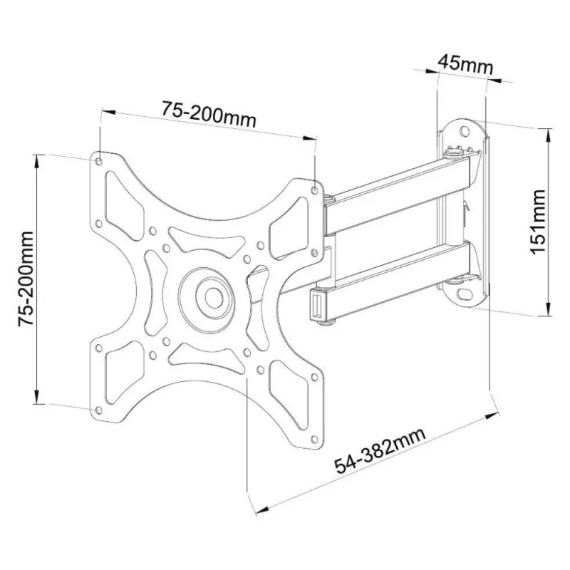 Techly seinakinnitus LCD LED 19-37'' kallutatav 2 liigendiga must ICA-LCD 2923B