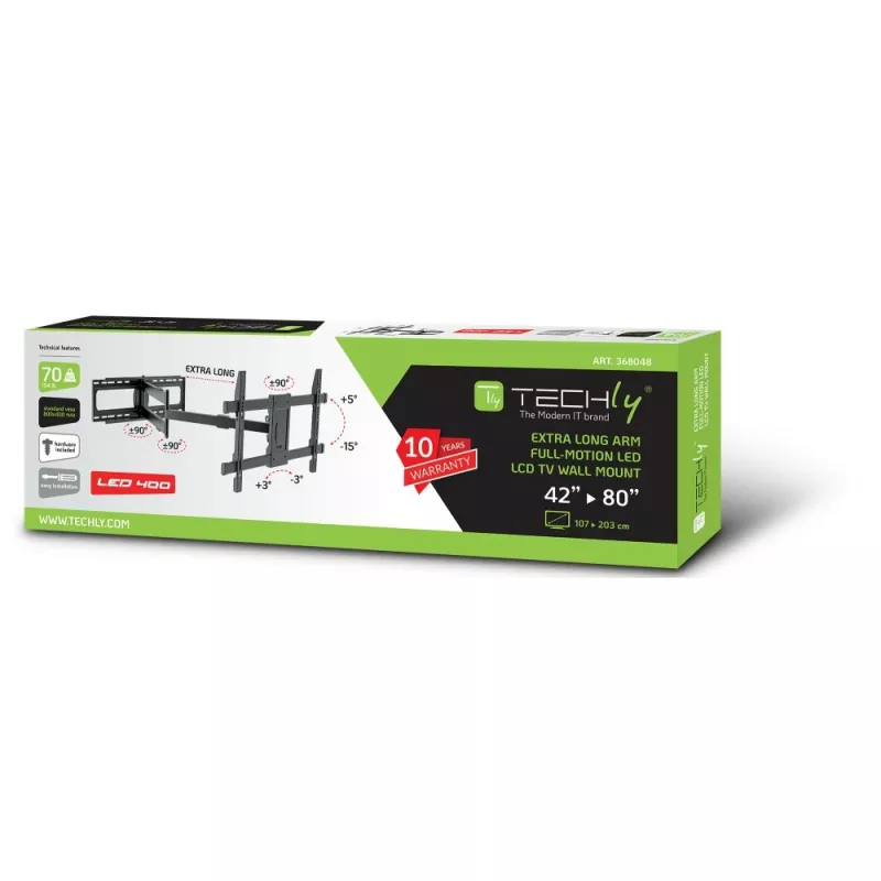 Techly ICA-PLB-721 TV-kinnitus/seismik 2,03 m (80 tolli) Must