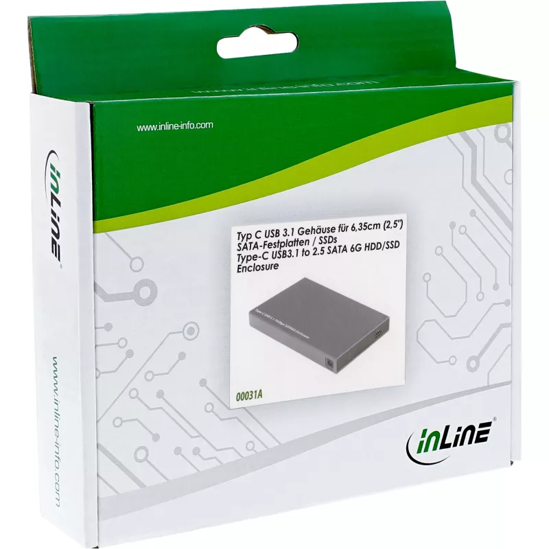 InLine väline korpus 2,5-tolline USB 3.1, SATA HDD/SSD-le, USB-C pordiga