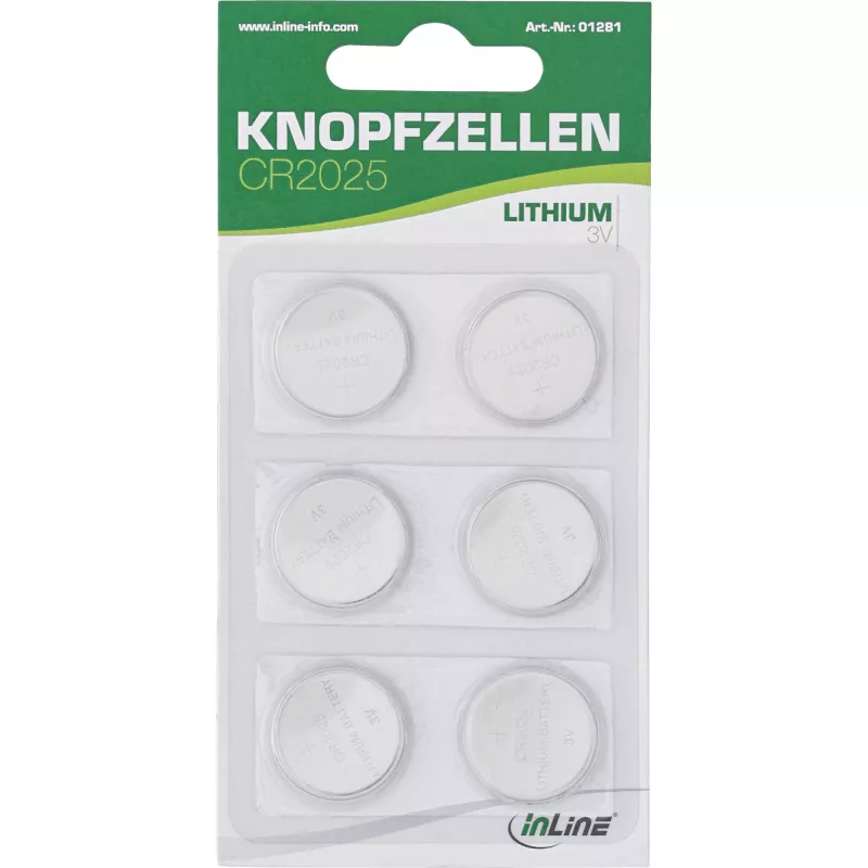 Nööpelement InLine CR2025 3V liitium 6-pack