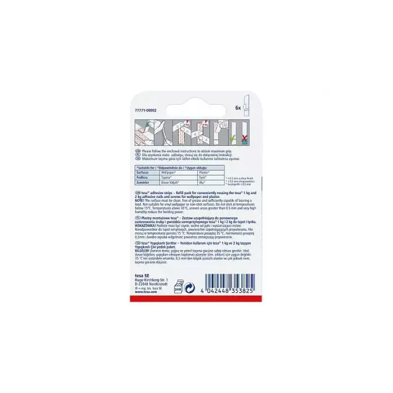 Universaalne konks TESA 77771 siseruumidesse valge 6 tk
