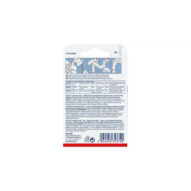Universaalne konks TESA 77761 siseruumidesse valge 6 tk