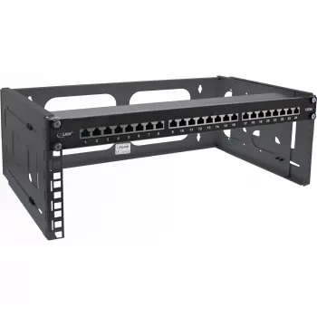 InLine 19-tolline kokkuklapitav riiul, 4U, 24-40 cm sügavus, must
