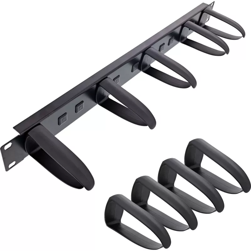 InLine 19-tolline kaablihalduspaneel, 9 plastklambrit, eemaldatavad, RAL9005 must