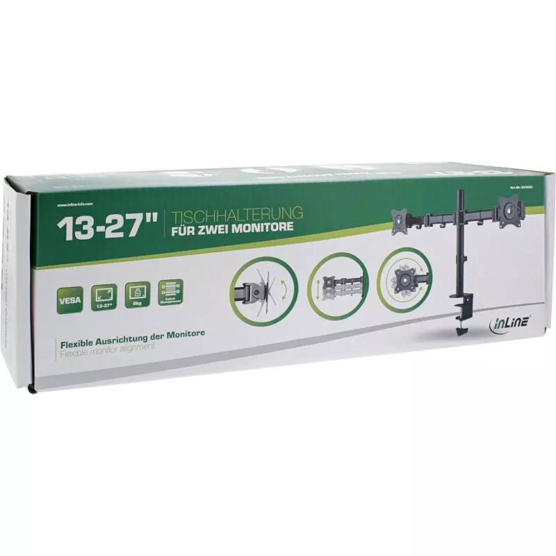 InLine lauahoidik, 2x TFT/LCD/LED kuni 68cm (27 tolli) max 2x8 kg