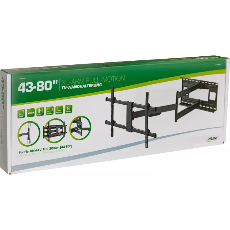 InLine XL-Arm Full-Motion TV seinakinnitus, 43–80-tollistele lameekraan-teleritele, max 50 kg