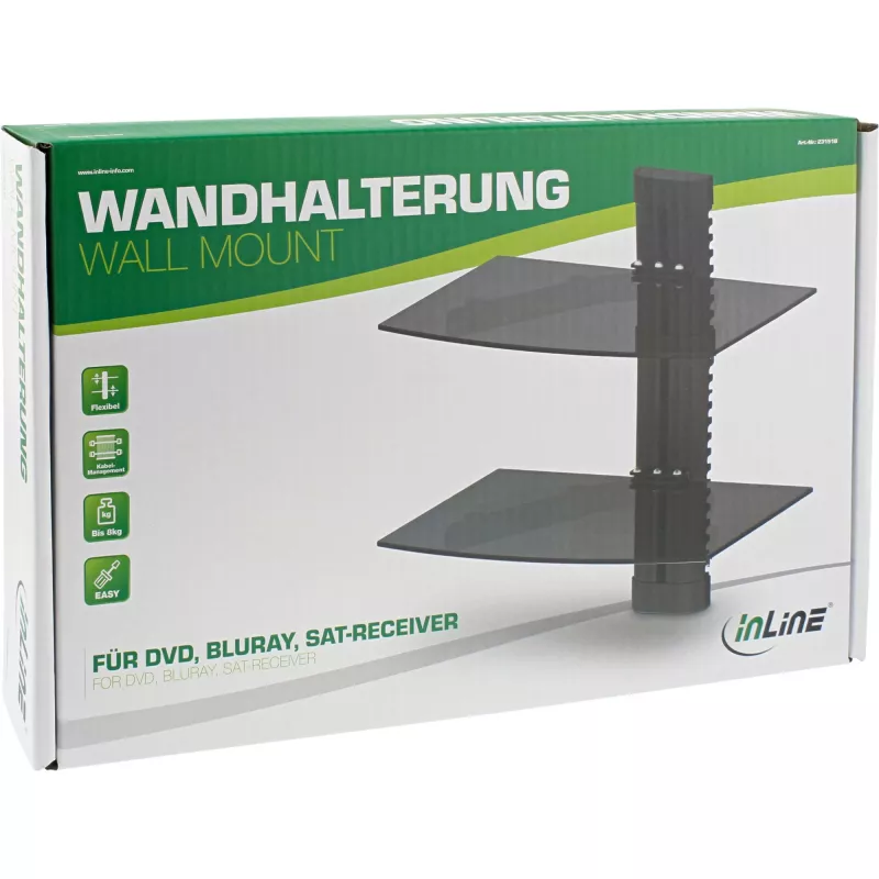 InLine Wall mount, DVD, Bluray, Sat-vastuvõtja jaoks, max 8kg, must