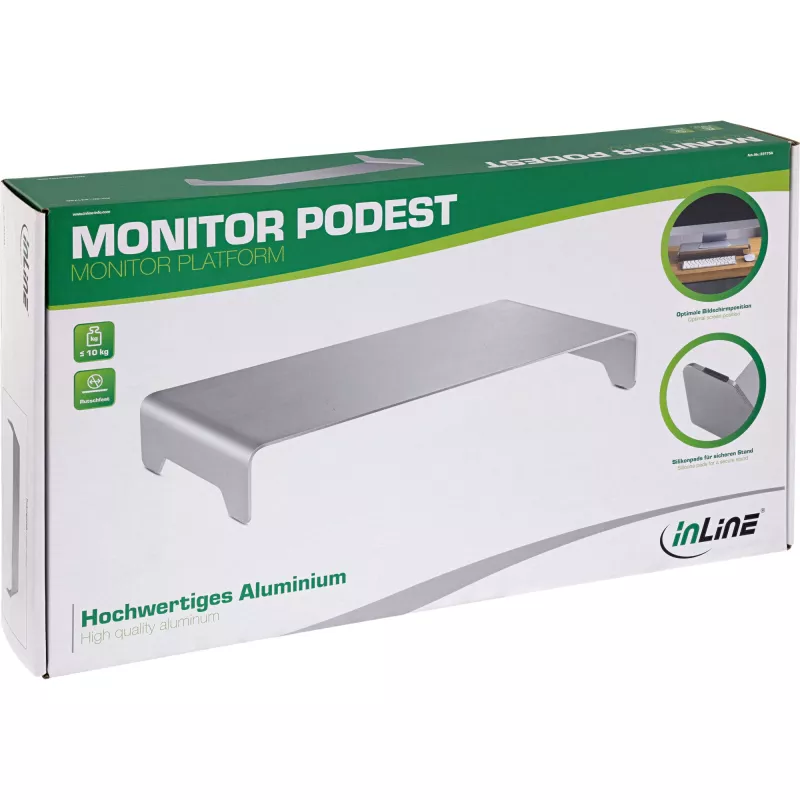 InLine monitoriplatvorm, alumiinium, 63 mm, max 10 kg, vabaltseisev, hõbedane 23175A
