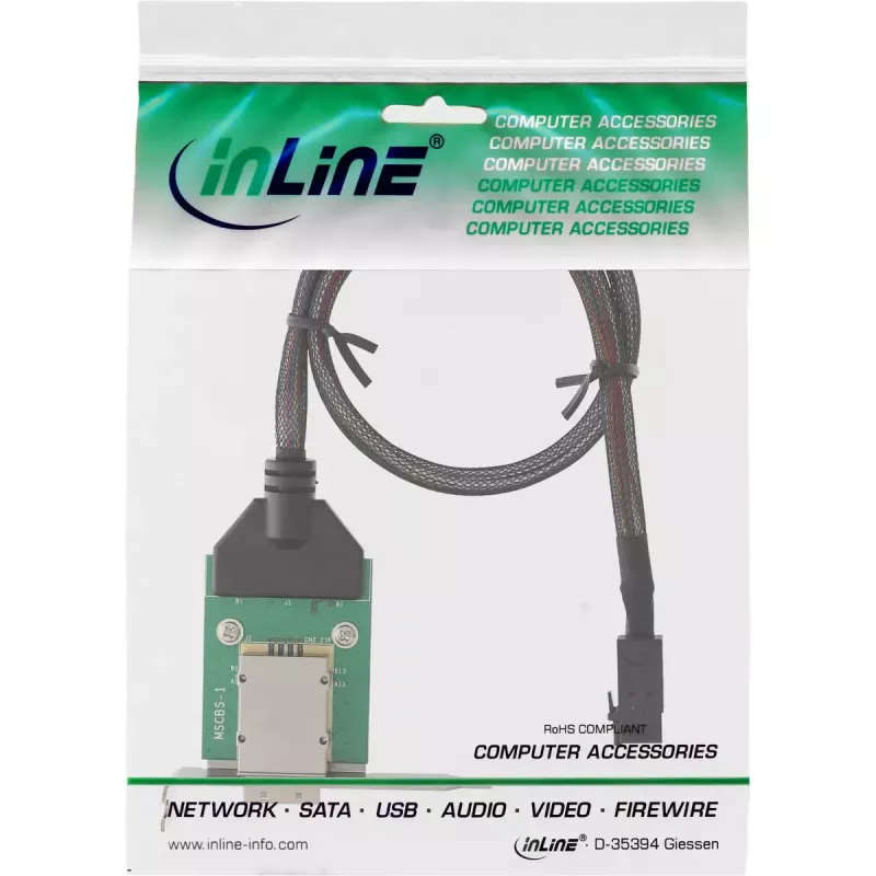 InLine SAS HD madala profiiliga adapterklamber väline SFF-8088 / sisemine SFF-8643 0,5 m