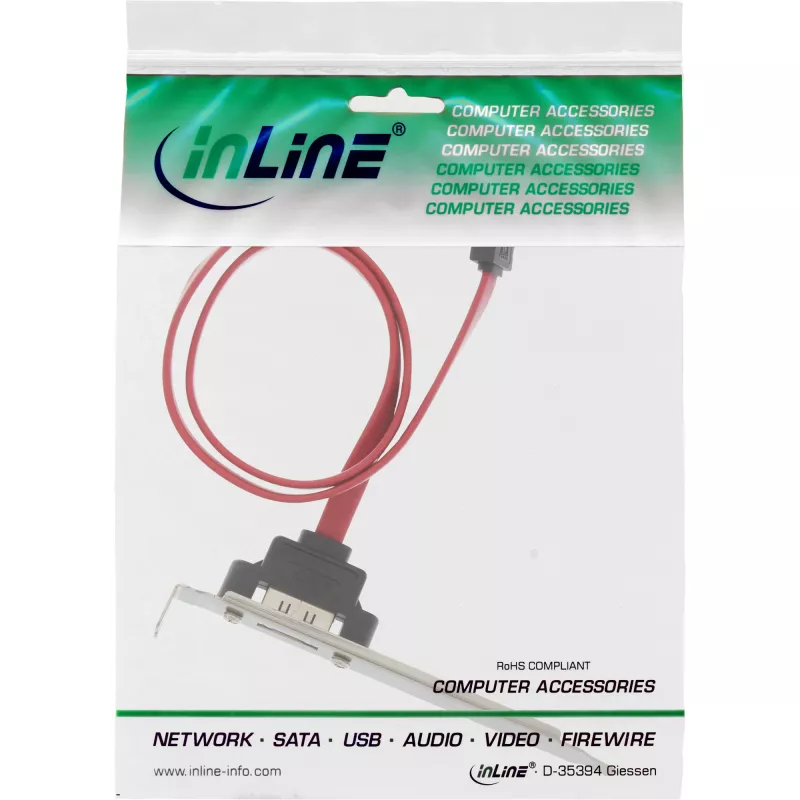 InLine 27902 eSATA pesa kinnitusklamber, eSATA emane → sisemine SATA, 0,5 m